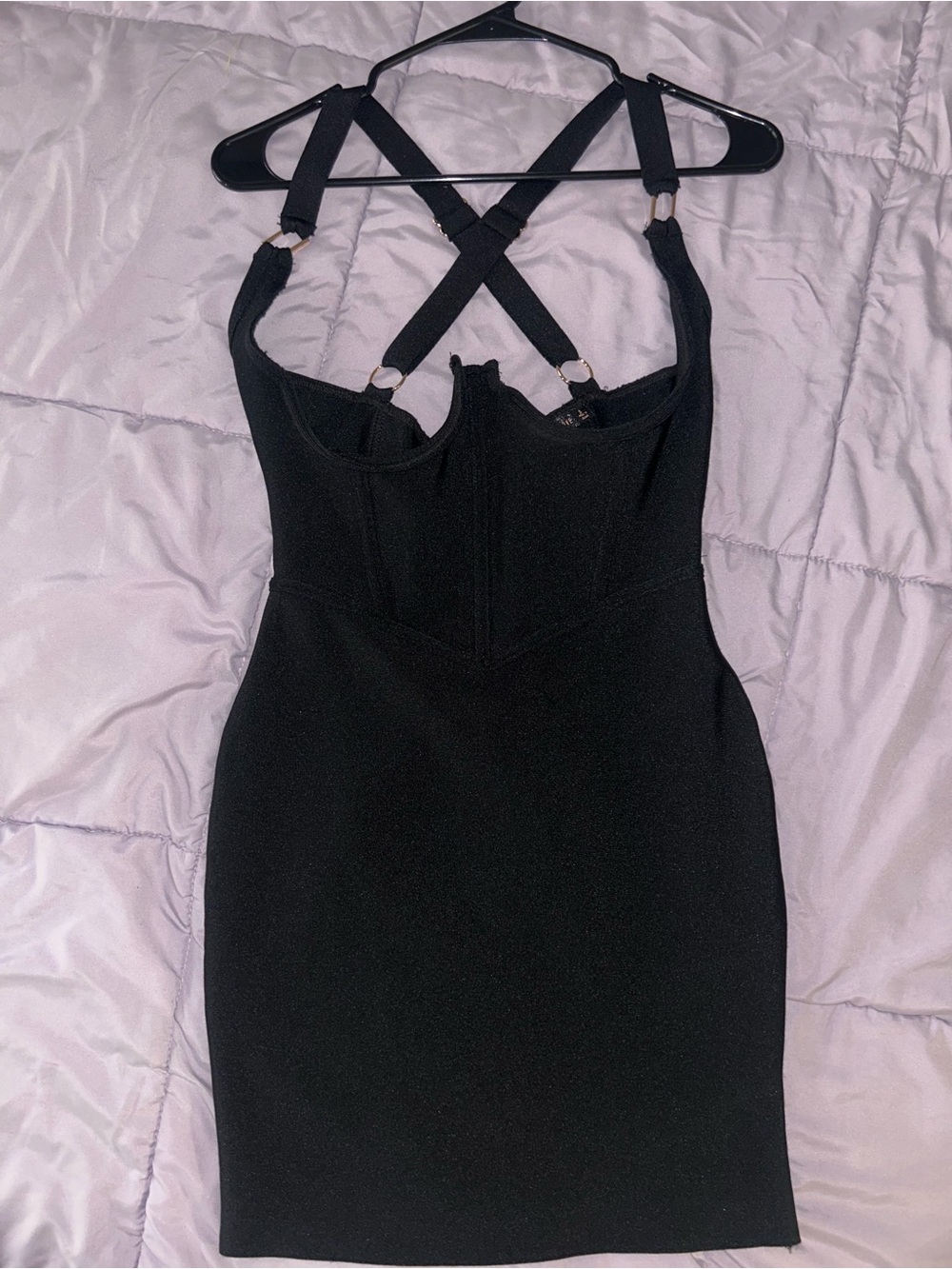 Black Strappy Bodycon Dress - Women's Evening Dress